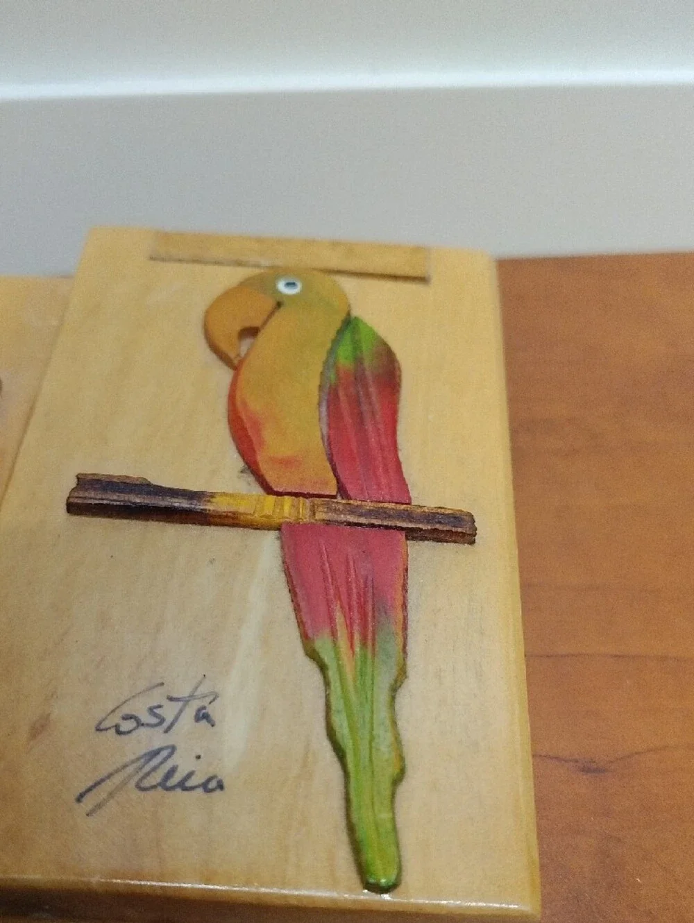 Handmade Wooden Parrot Note Holder & Pen - Made in Costa Rica